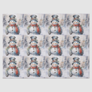 Snowman Outdoors In Snowfall Tissue Paper