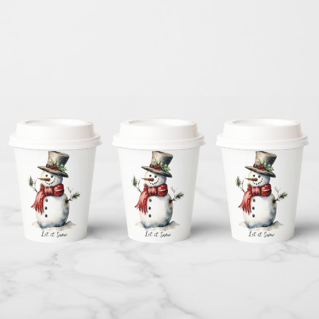 Snowman Paper Cup with Lid (Multi)
