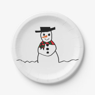 Snowman Paper Plate
