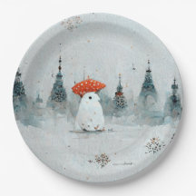 Snowman paper plates for Christmas parties.