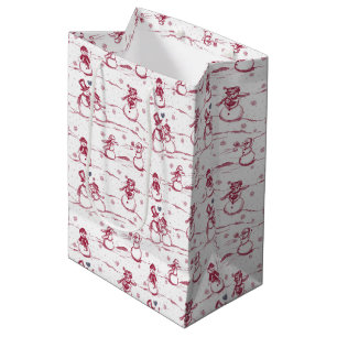 Snowman parade toile red medium Gift Bag