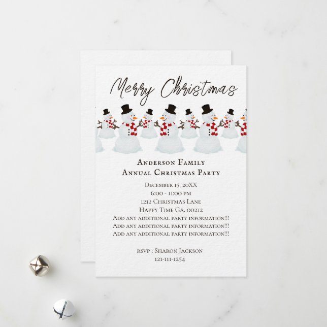 Snowman Party Holiday Card (Front/Back In Situ)