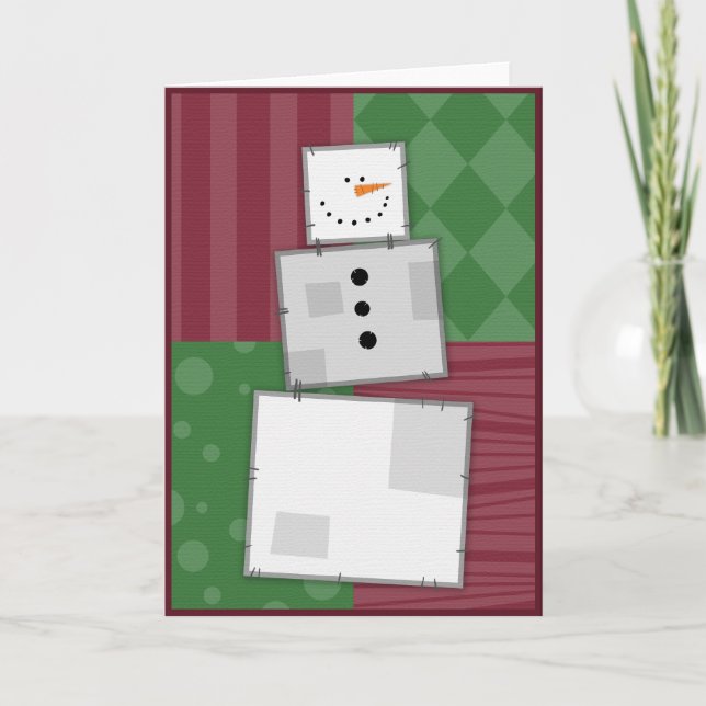 Snowman Patchwork Holiday Card (Front)