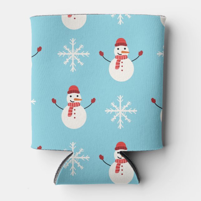 Snowman Pattern, Christmas Holiday Gifts Can Cooler (Front)