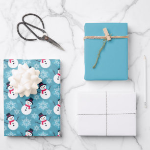 Snowman Pattern Christmas Packaging Coordinated Wrapping Paper Sheet