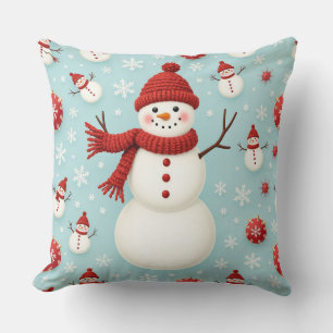 Snowman pattern cushion
