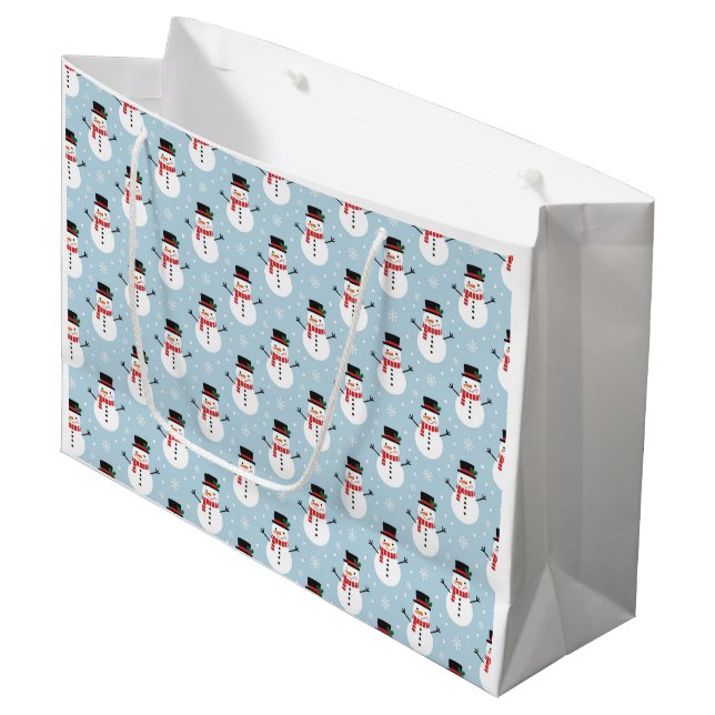 Snowman pattern large gift bag (Front Angled)