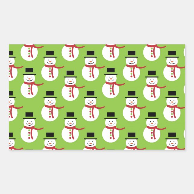 Snowman Pattern Rectangular Sticker (Front)