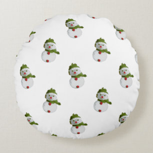 Snowman Pattern Round Cushion
