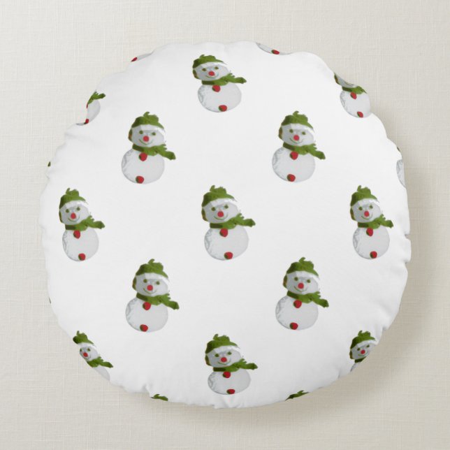 Snowman Pattern Round Cushion (Front)
