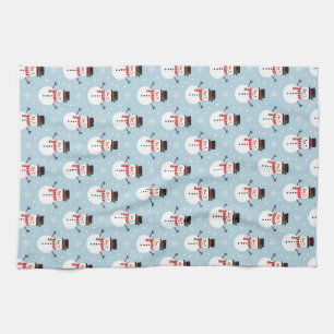 Snowman pattern tea towel