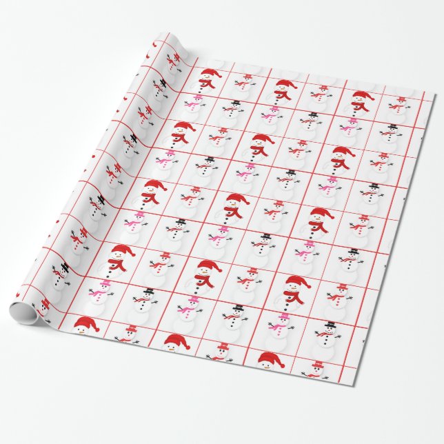 Snowman Pattern Wrapping Paper (Unrolled)