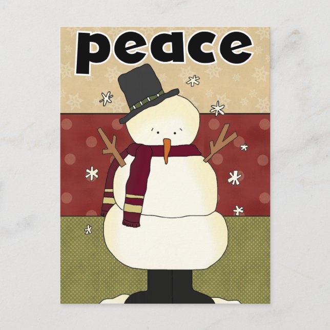 Snowman Peace Holiday  Greeting Cards (Front)