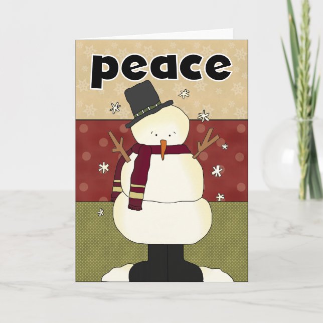 Snowman Peace Holiday  Greeting Cards (Front)