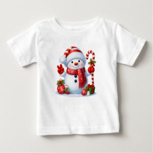 Snowman Peace Sign Christmas  Baby T-Shirt