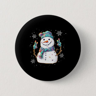 Snowman Peace Sign Christmas Snow Frosty Winter Xm 6 Cm Round Badge