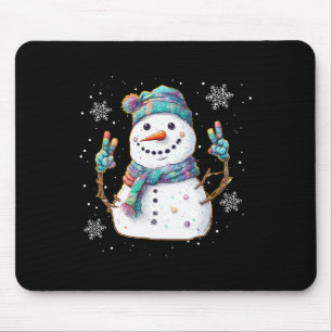 Snowman Peace Sign Christmas Snow Frosty Winter Xm Mouse Pad