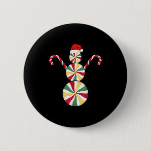 Snowman Peppermint Candies Merry Christmas Pyjamas 6 Cm Round Badge