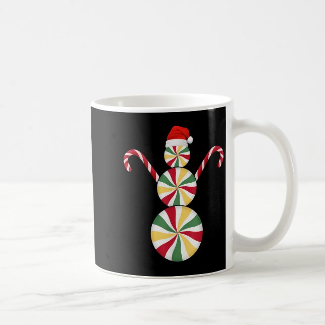 Snowman Peppermint Candies Merry Christmas Pyjamas Coffee Mug (Right)