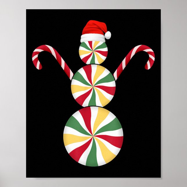 Snowman Peppermint Candies Merry Christmas Pyjamas Poster (Front)