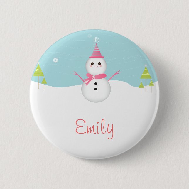 Snowman Personalised Button (Front)