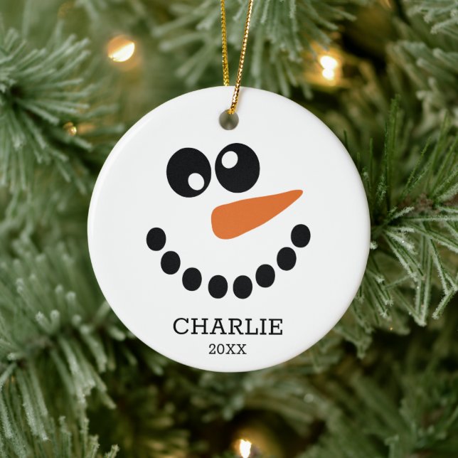 Snowman Personalised Ceramic Ornament (Tree)