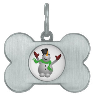 Snowman Pet Name Tag