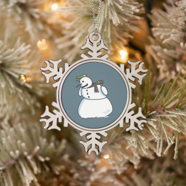 Snowman pewter snowflake Christmas ornament (Tree)