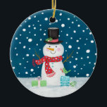 Snowman Photo Christmas Ceramic Ornament<br><div class="desc">Cute snowman Christmas ornament. A fun holiday ornament for Christmas. Personalise it for your Christmas tree! Designed for you by Blackberry Boulevard.</div>