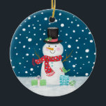 Snowman Photo Christmas Ceramic Ornament<br><div class="desc">Cute snowman Christmas ornament. A fun holiday ornament for Christmas. Personalise it for your Christmas tree! Designed for you by Blackberry Boulevard.</div>