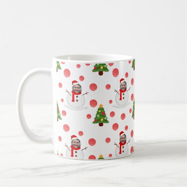 Snowman Photo face Funny Christmas Coffee Mug (Left)