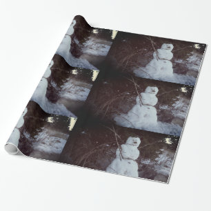 Snowman Photo  Glossy Wrapping Paper