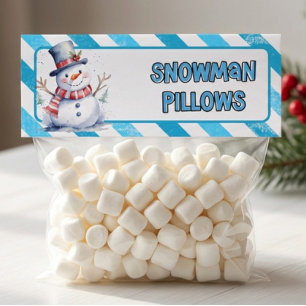 Snowman Pillows Christmas Treat Bag Topper Card