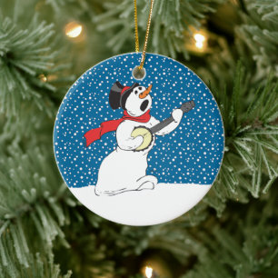 Snowman Playing Banjo Ornament