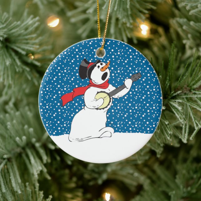 Snowman Playing Banjo Ornament (Tree)