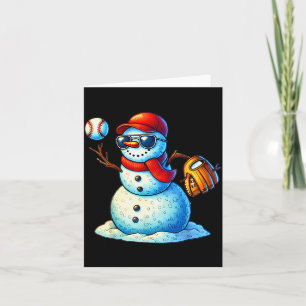 Snowman Playing Baseball As Tcher Boys Teens Chris Card