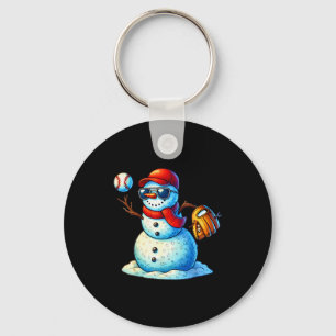 Snowman Playing Baseball As Tcher Boys Teens Chris Key Ring