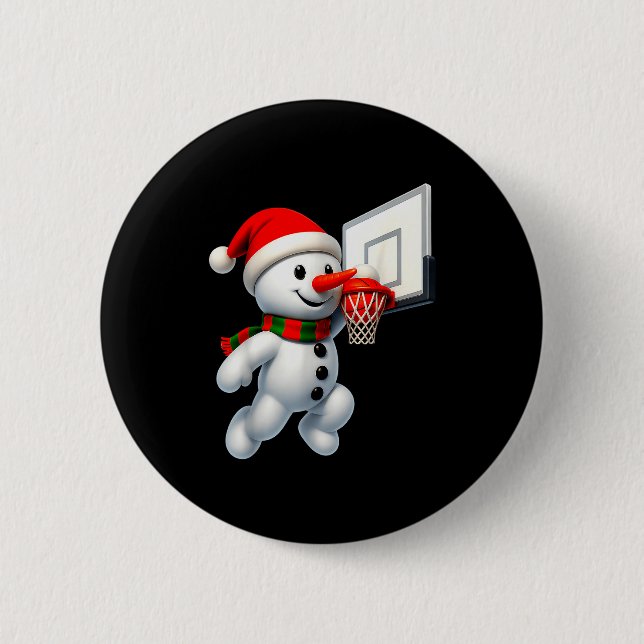 Snowman Playing Basketball Merry Christmas Pajamas 6 Cm Round Badge (Front)
