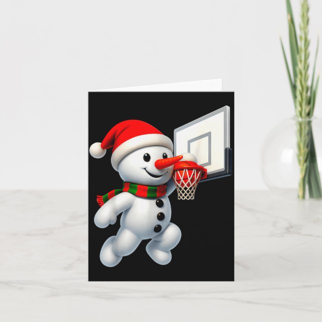 Snowman Playing Basketball Merry Christmas Pajamas Card (Front)