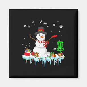 Snowman Playing Disc Golf Christmas Disc Golf Play Magnet