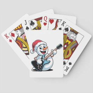 Snowman Playing Electric Guitar Santa Christmas Cards