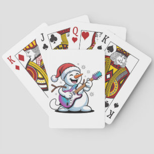 Snowman Playing Guitar Electric Rock Christmas Cards