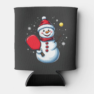 Snowman Playing Pickleball Sport Christmas Lover Can Cooler