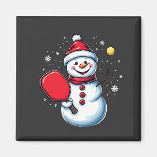 Snowman Playing Pickleball Sport Christmas Lover  Magnet