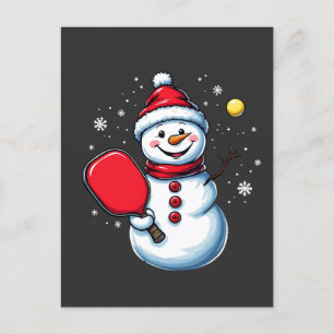 Snowman Playing Pickleball Sport Christmas Lover Postcard