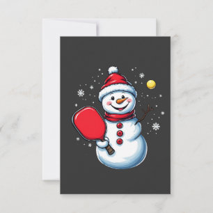 Snowman Playing Pickleball Sport Christmas Lover  Thank You Card