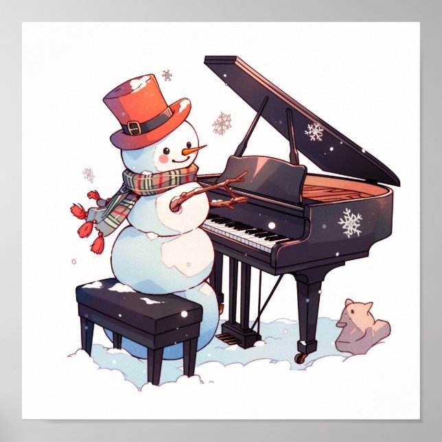 Snowman Playing the Piano Poster (Front)
