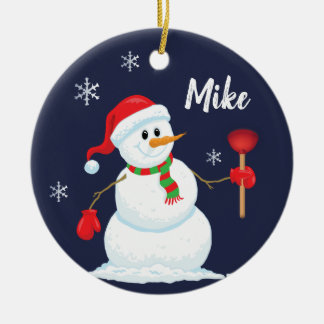 Snowman Plumber Ornament Personalised