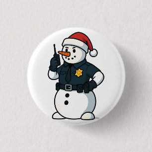 Snowman Police Officer Christmas 2026 Holiday Law 3 Cm Round Badge