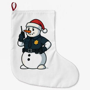 Snowman Police Officer Christmas 2026 Holiday Law Large Christmas Stocking